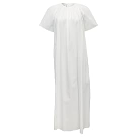 Autre Marque-La Collection White Cotton Short Sleeved Maxi Dress-Black
