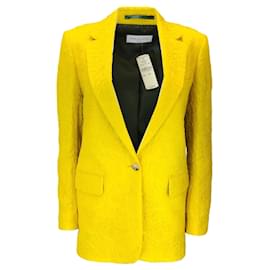 Autre Marque-Dries Van Noten Marigold Yellow One-Button Jacquard Jacket-Yellow