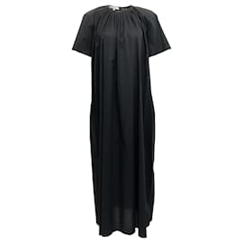 Autre Marque-La Collection Black Cotton Short Sleeved Maxi Dress-Black