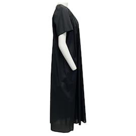 Autre Marque-La Collection Black Cotton Short Sleeved Maxi Dress-Black