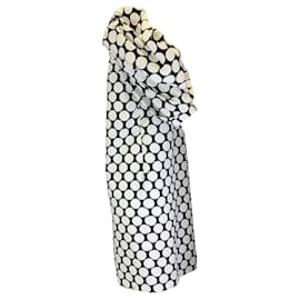 Autre Marque-Trocknet van Noten weiß / Schwarzes Dali-Kleid aus Baumwolle mit Puffärmeln und Polka Dot-Print-Weiß