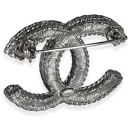 Chanel-Chanel CC Brooch with Black Beads, A 14 B in Ruthenium-Other