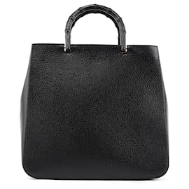 Gucci-Borsa GUCCI in pelle nera bambù-Nero