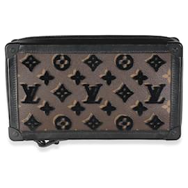 Louis Vuitton-Bolso de mano tipo baúl suave de lona con monograma Tuffetage de Louis Vuitton-Castaño,Negro