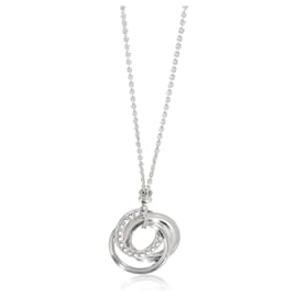 Tiffany & Co-TIFFANY & CO. Collier de diamants à cercles entrelacés 18K en Or Blanc 0.17 ctw-Autre