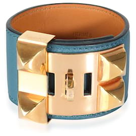 Hermès-Hermès Collier De Chien Bracelet in Blue Calfskin-Other
