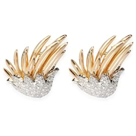 Tiffany & Co-TIFFANY & CO. Sclumberger Flame Earrings in 18k yellow gold/platinum 1.86 ctw-Other