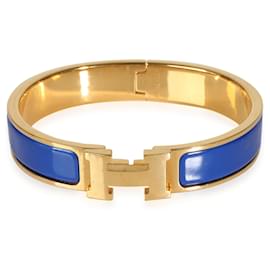 Hermès-Pulsera Hermès Clic H en azul real bañada en oro-Otro