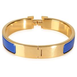 Hermès-Bracelet Hermès Clic H en Plaqué Or Bleu Royal-Autre