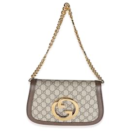 Gucci-Gucci Beige GG Supreme Canvas Blondie Shoulder Bag-Brown,Beige