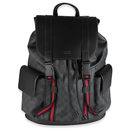 Gucci-Gucci Black GG Supreme Canvas Double Buckle Backpack-Black