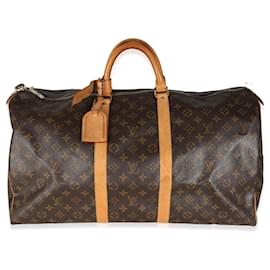 Louis Vuitton-Bolsa de viaje de lona con monograma de Louis Vuitton 55-Castaño