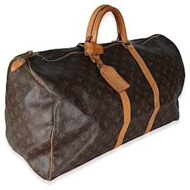 Louis Vuitton-Bolsa de viaje de lona con monograma de Louis Vuitton 55-Castaño