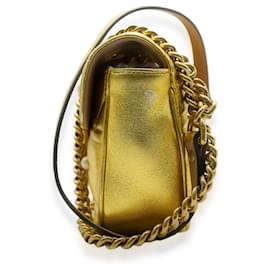 Gucci-Bolsa Gucci Metálica Dourada em couro de bezerro com tachas peroladas GG Marmont-Outro