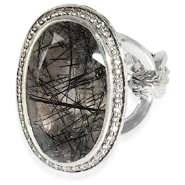 Autre Marque-John Hardy Classic Rutilated Quartz Knige Edge Ring Sterling Silver 0.35ctw-Other