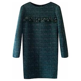 Chanel-Vestido de tweed Lesage verde esmeralda de 8,000 dólares.-Verde