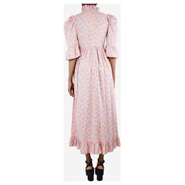 Autre Marque-Pink high-neck floral printed midi dress - size UK 4-Pink