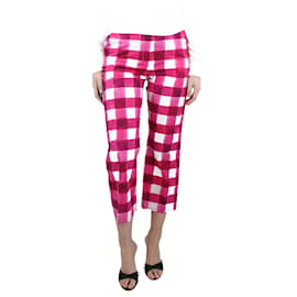 Msgm-Hot pink checkered cotton trousers - size UK 8-Pink