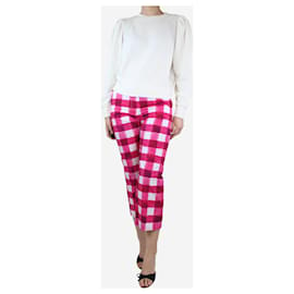 Msgm-Hot pink checkered cotton trousers - size UK 8-Pink