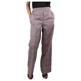 Acne-Pink elasticated-waist checked straight-leg trousers - size UK 8-Pink