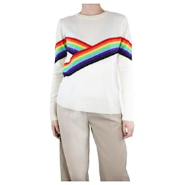 Autre Marque-Cremefarbener und regenbogengestreifter Pullover – Größe M-Roh