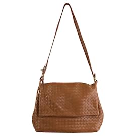 Bottega Veneta-Brown Intrecciato leather shoulder bag-Brown