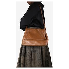 Bottega Veneta-Brown Intrecciato leather shoulder bag-Brown