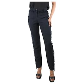 Chanel-Calça preta com bolsos e franjas - tamanho UK 8-Preto