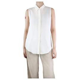 Theory-Cream silk sleeveless shirt - size M-Cream