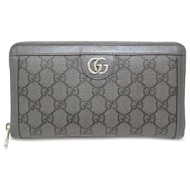 Gucci-Cartera gris con cremallera alrededor GG Marmont de Gucci-Gris
