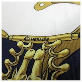 Hermès-Hermes Blue Les Cavaliers d'Or Silk Scarf-Blue,Other