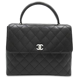 Chanel-Bolsa com alça superior Chanel Black Caviar Kelly-Preto