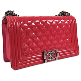 Chanel-Chanel Pink Medium Patent Boy Flap-Pink,Other