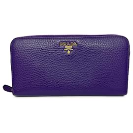 Prada-Prada Purple Leather Zip Around Long Wallet-Purple