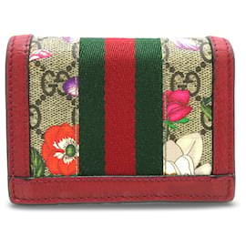 Gucci-Gucci Rote GG Supreme Flora Ophidia Kleine Geldbörse-Andere