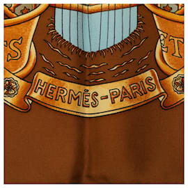 Hermès-Lenço de seda Hermes marrom Europa-Marrom