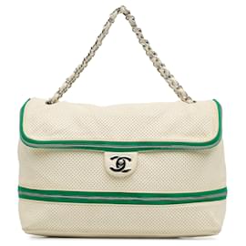 Chanel-Bolso de hombro expandible perforado blanco Chanel-Blanco