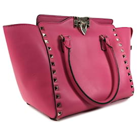 Valentino-Bolsa de couro Valentino Pink Rockstud-Rosa