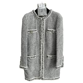 Chanel-11.000 $ Supermarkt Luxuriöser Seiden-Tweed-Mantel-Mehrfarben