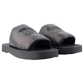 Burberry-LF Knight Slab Sandals- Burberry - Leather - Black-Black