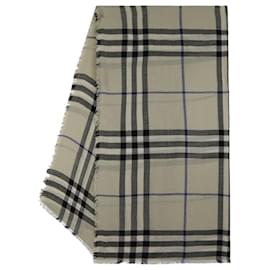 Burberry-Check Scarf - Burberry - Wool - Neutral-Other