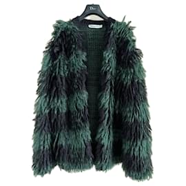 Christian Dior-Veste en tricot moelleux pour la piste-Vert foncé
