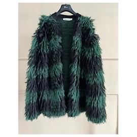 Christian Dior-Veste en tricot moelleux pour la piste-Vert foncé