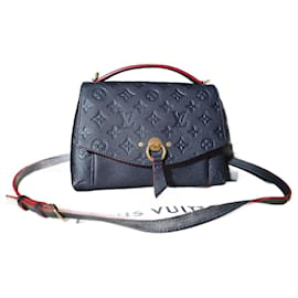 Louis Vuitton-White embossed leather-Dark blue