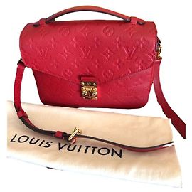 Louis Vuitton Metis Handbag Red Leather Red