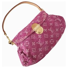 Louis Vuitton-Bolsa Louis Vuitton Pleaty em lona denim rosa monograma-Rosa