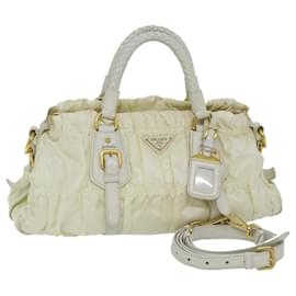 Prada-Prada Hand Bag Nylon 2way White Auth 67672-White