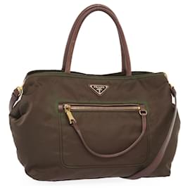 Prada-Prada Hand Bag Nylon 2way Brown Auth yk11190-Brown