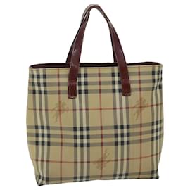 Burberry-BURBERRY Nova Check Tragetasche PVC Beige Auth 67654-Beige