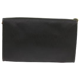 Christian Dior-Christian Dior Honeycomb Canvas Chain Shoulder Bag PVC Leather Black Auth ep3566-Black